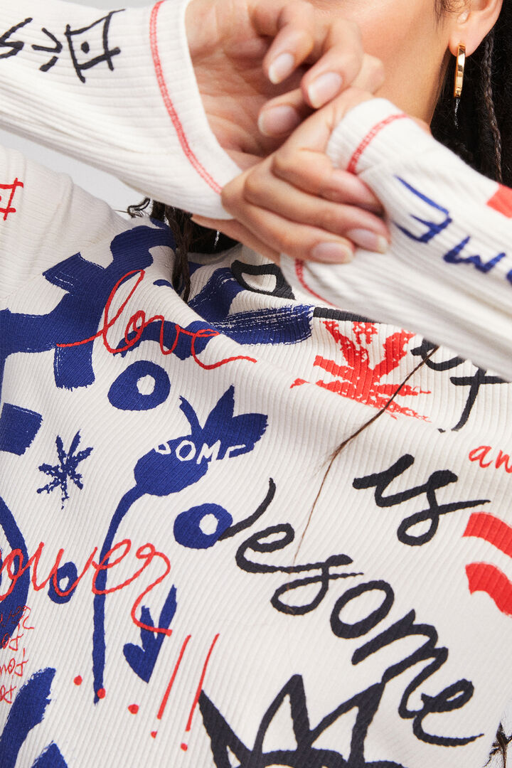 Life is Awesome ribbed T-shirt | Desigual