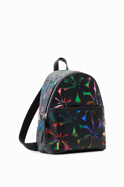Mochila pequeña flores troqueladas