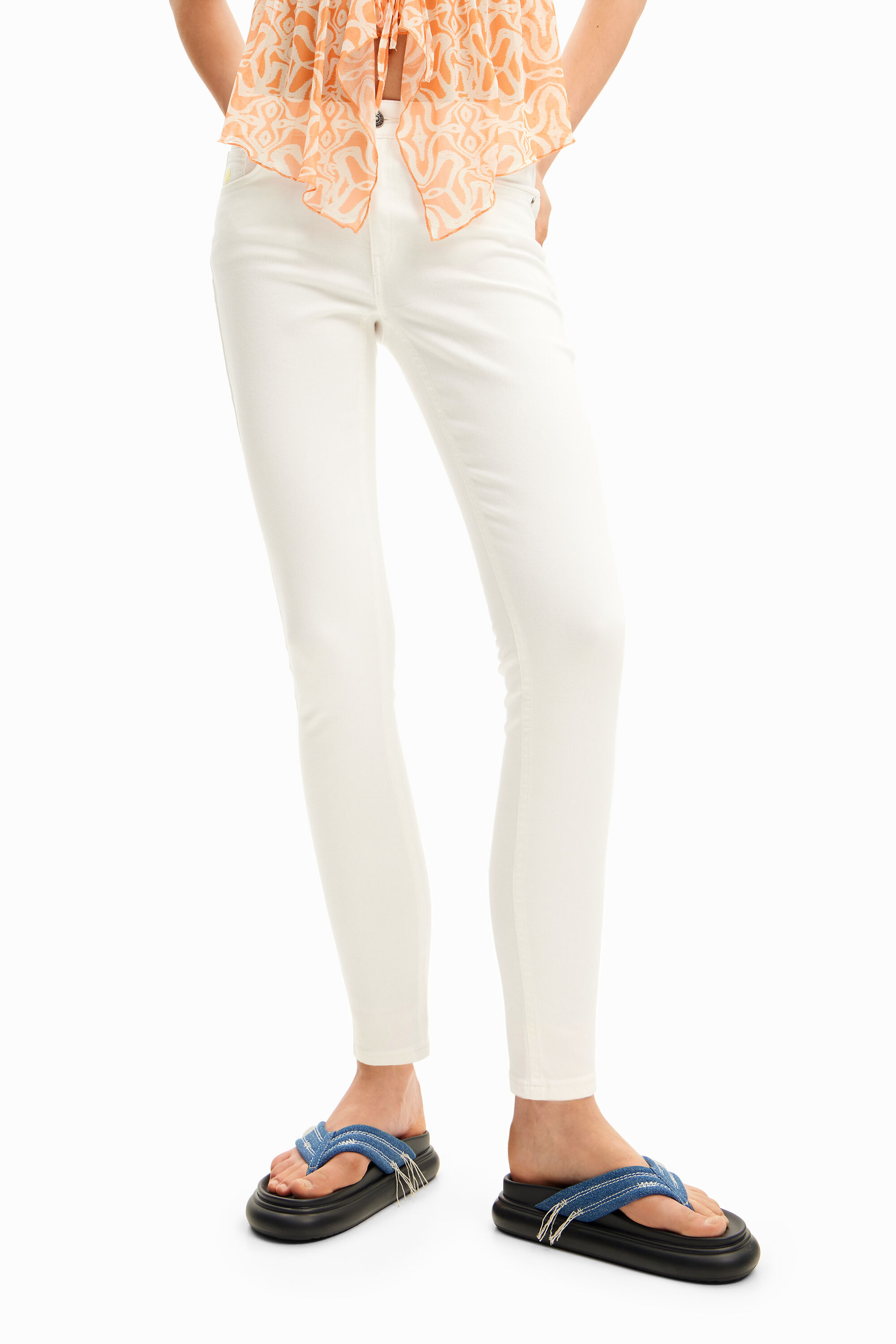 Shop Desigual Slim Push-up Jeans In White