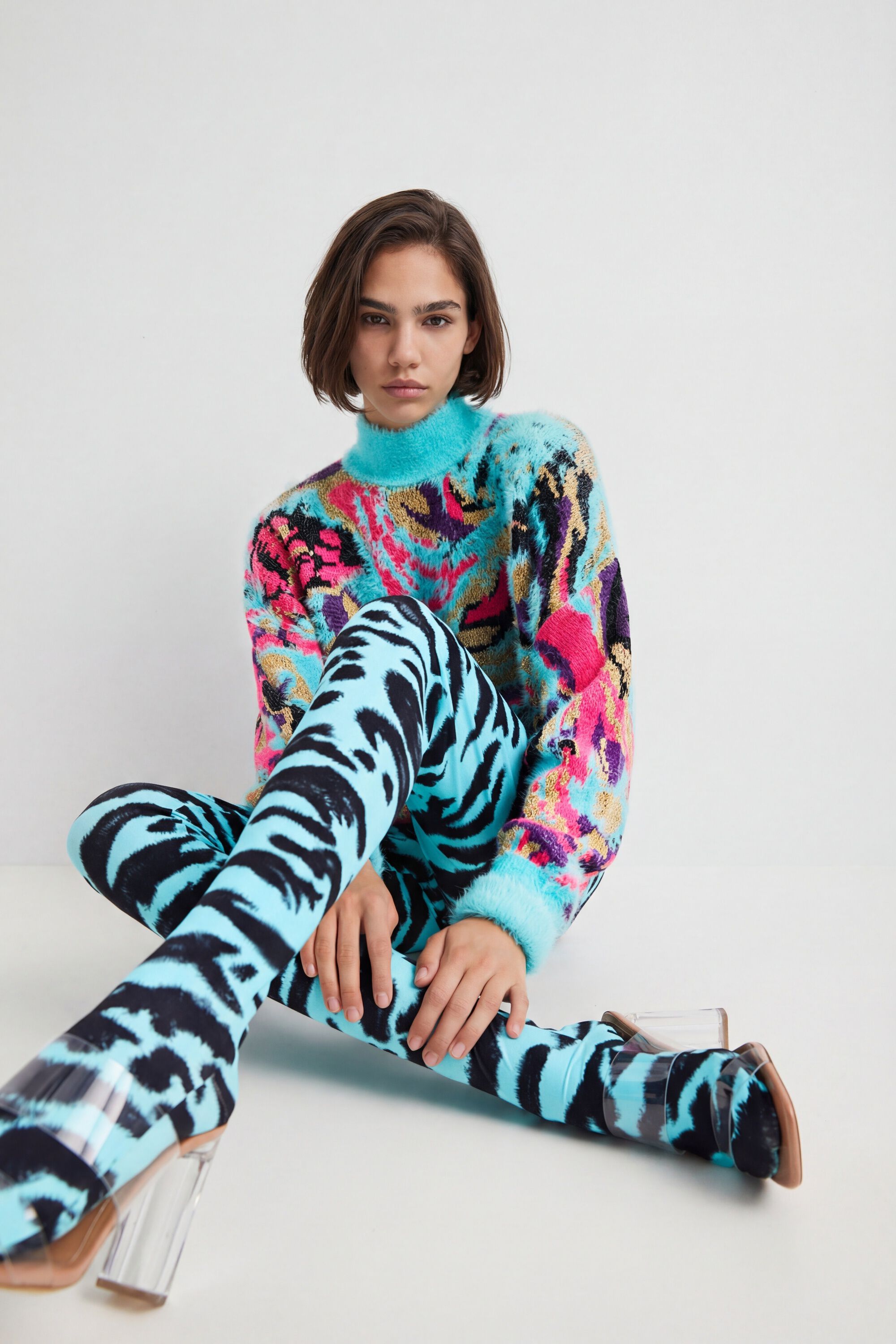 Desigual, Leggings Slim Fit Animal Print, Blau, S