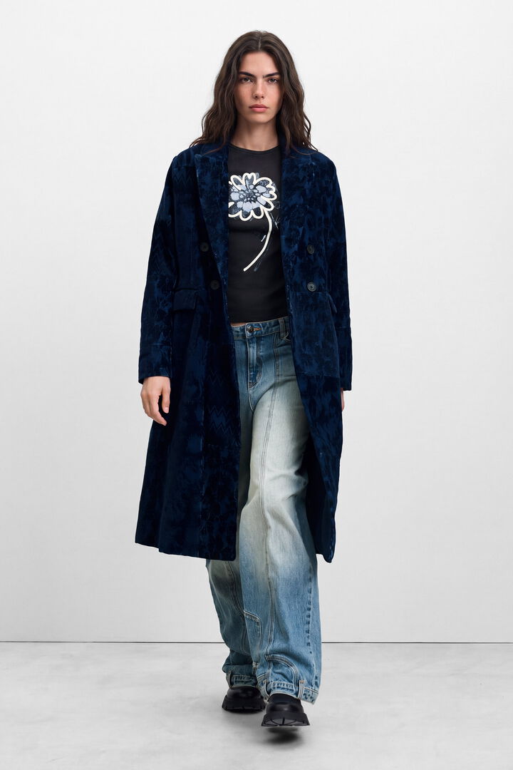 Straight jacquard coat