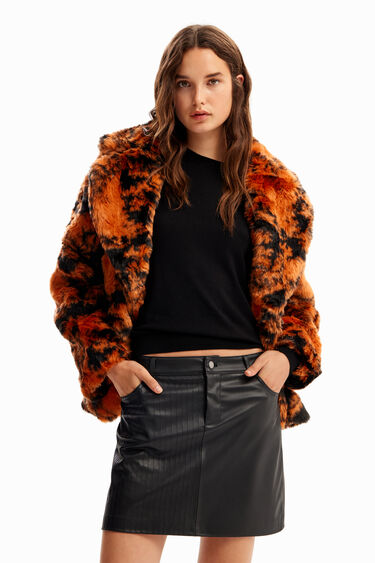 Minifaldilla efecte pell repunts | Desigual