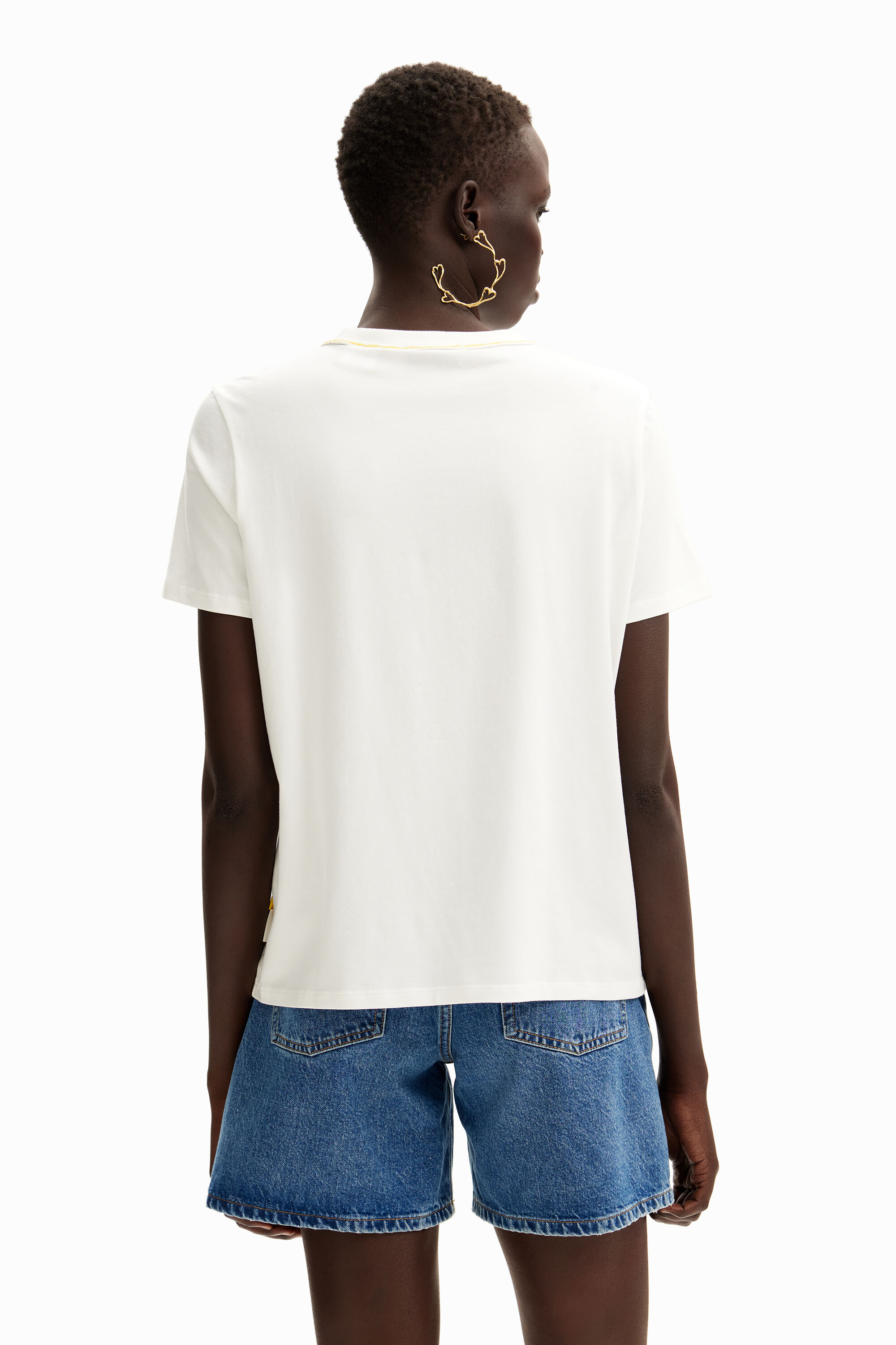 Shop Desigual Rhinestone Smiley Originals ® T-shirt In White