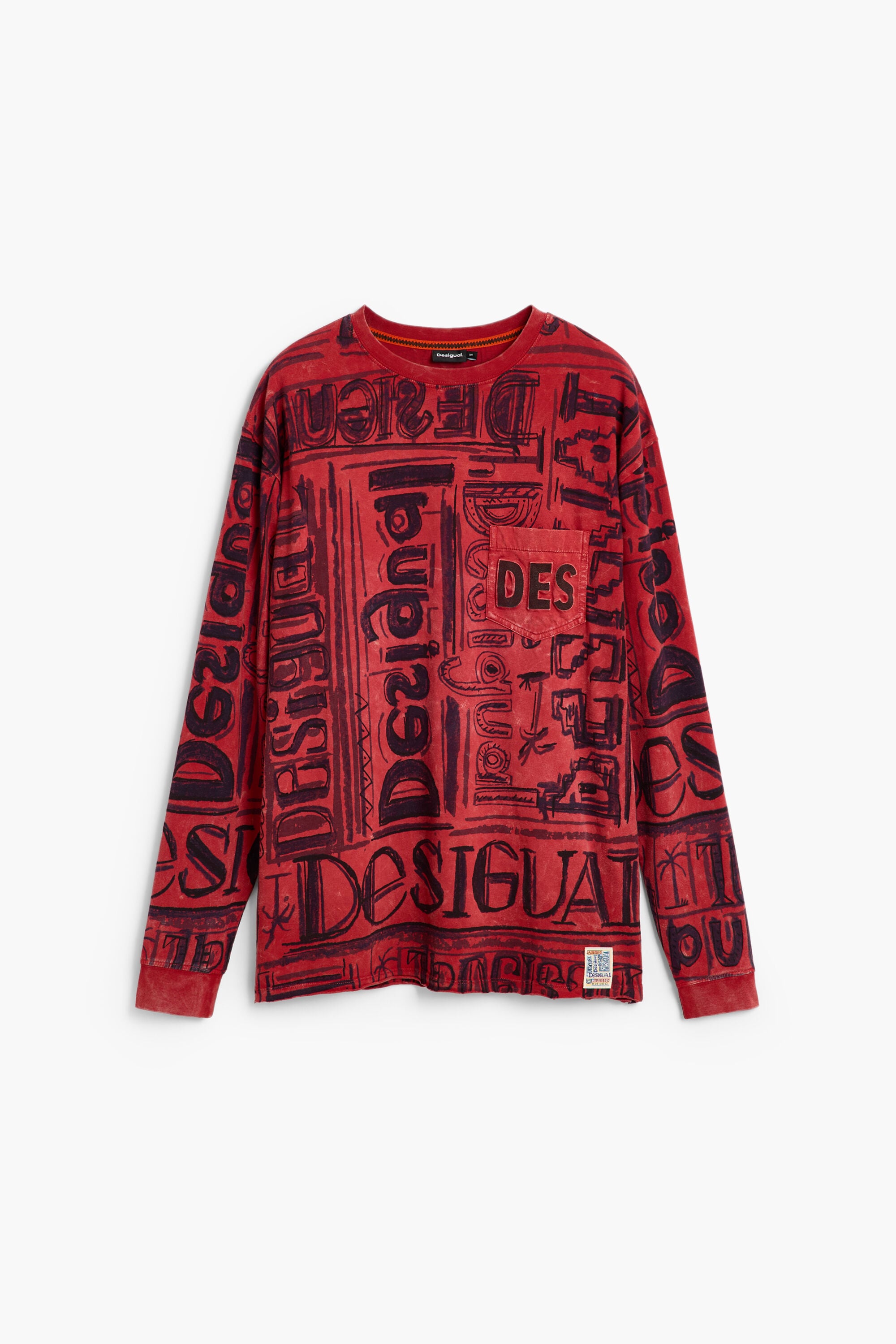 Camiseta Manga Larga 100% Algodón, Algodon, Rojo, L
