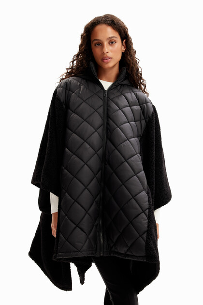 Quilted fleece poncho