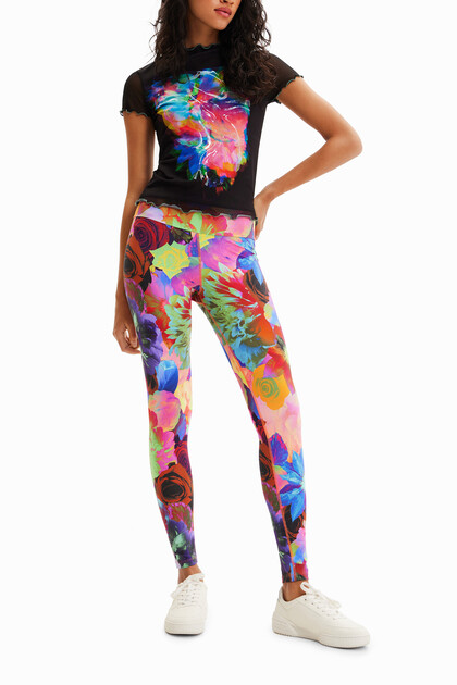 Tulle slim floral T-shirt