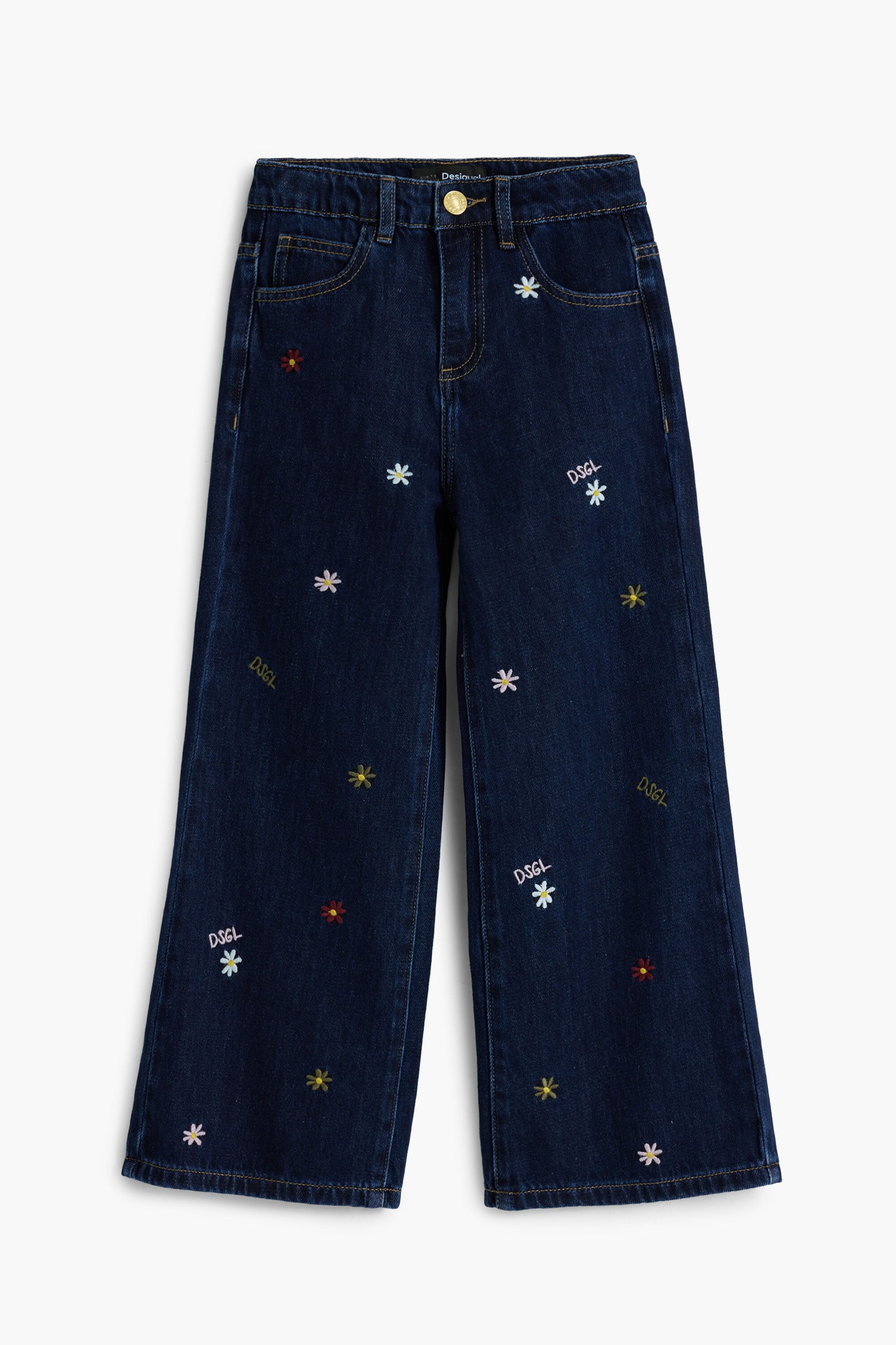 刺繍入りクロップドワイドデニム 女の子用 I Desigual.com