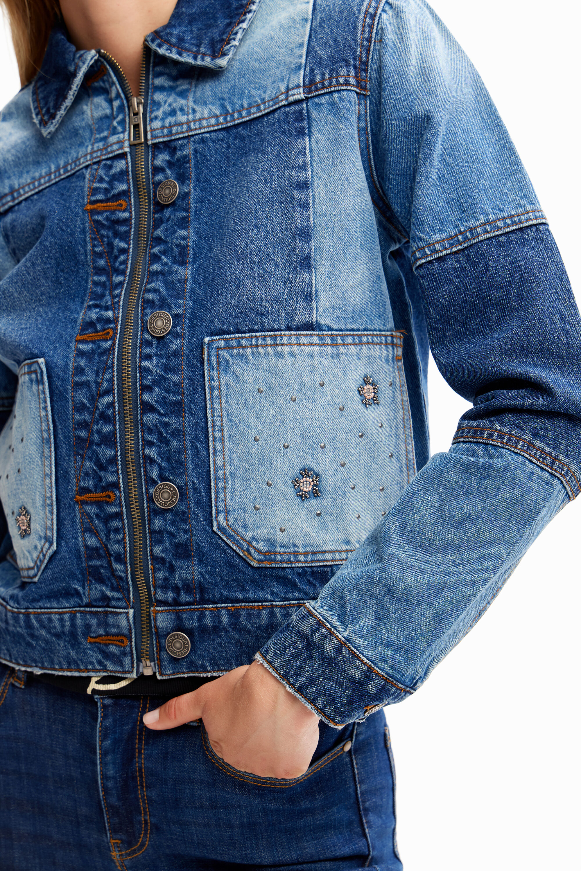 Patch work sales denim jacket