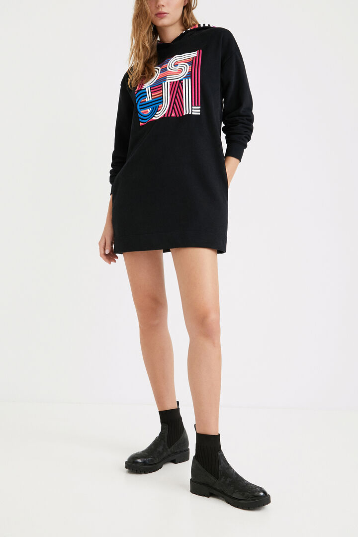 Vestido corto felpa capucha | Desigual
