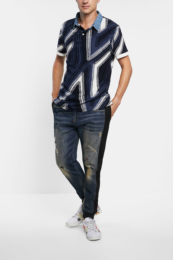 Jacquard polo shirt geometrical shapes | Desigual