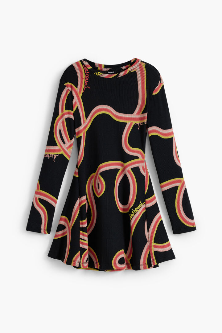 Robe patineuse à manches longues avec serpentins | Desigual