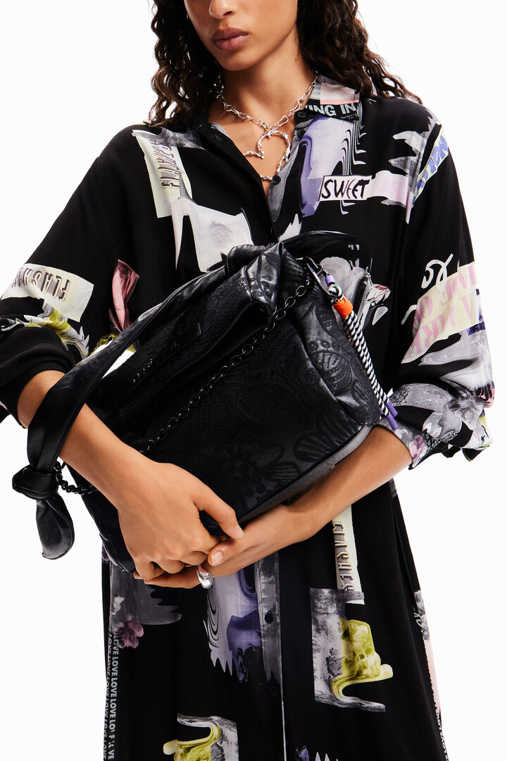 Midsize floral embroidery bag | Desigual