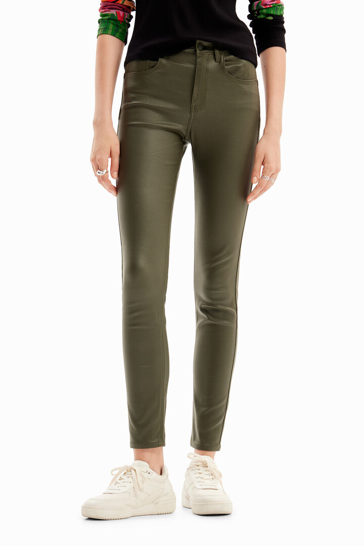 Leather-effect slim trousers | Desigual