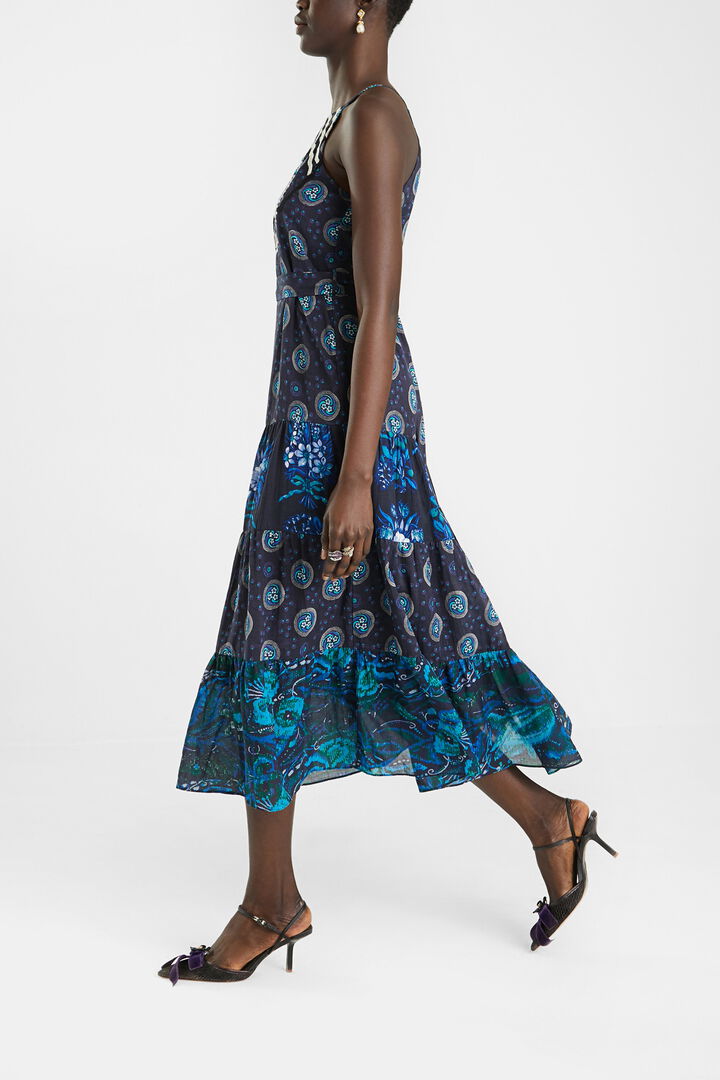 Midi dress embroidered halter | Desigual