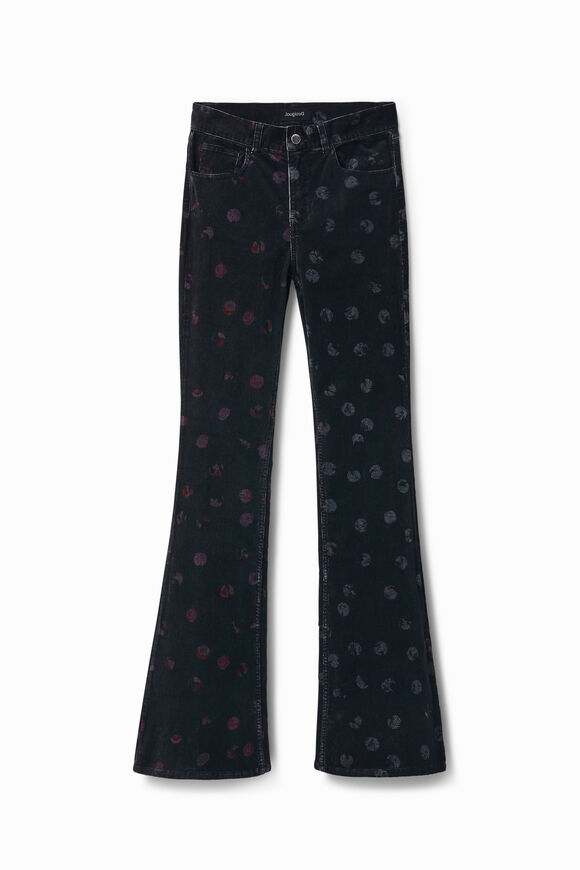Corduroy trousers with polka dot print