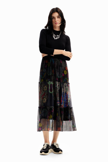 Vestit combinat midi flors de dona I Desigual.com | Desigual
