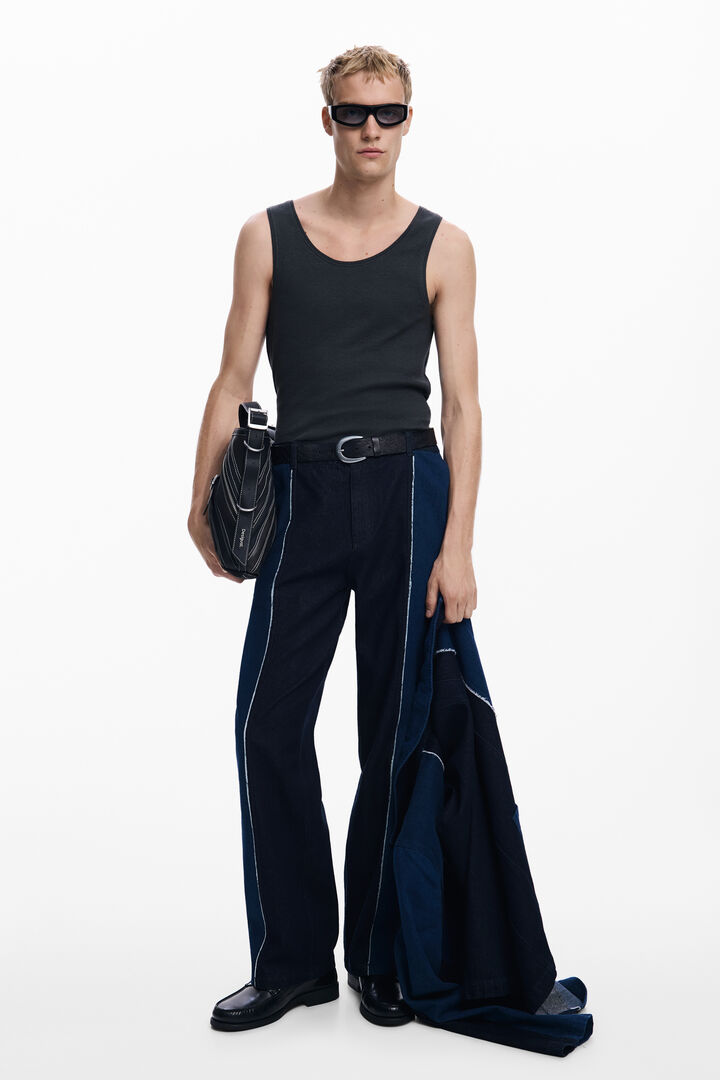 Combined denim trousers