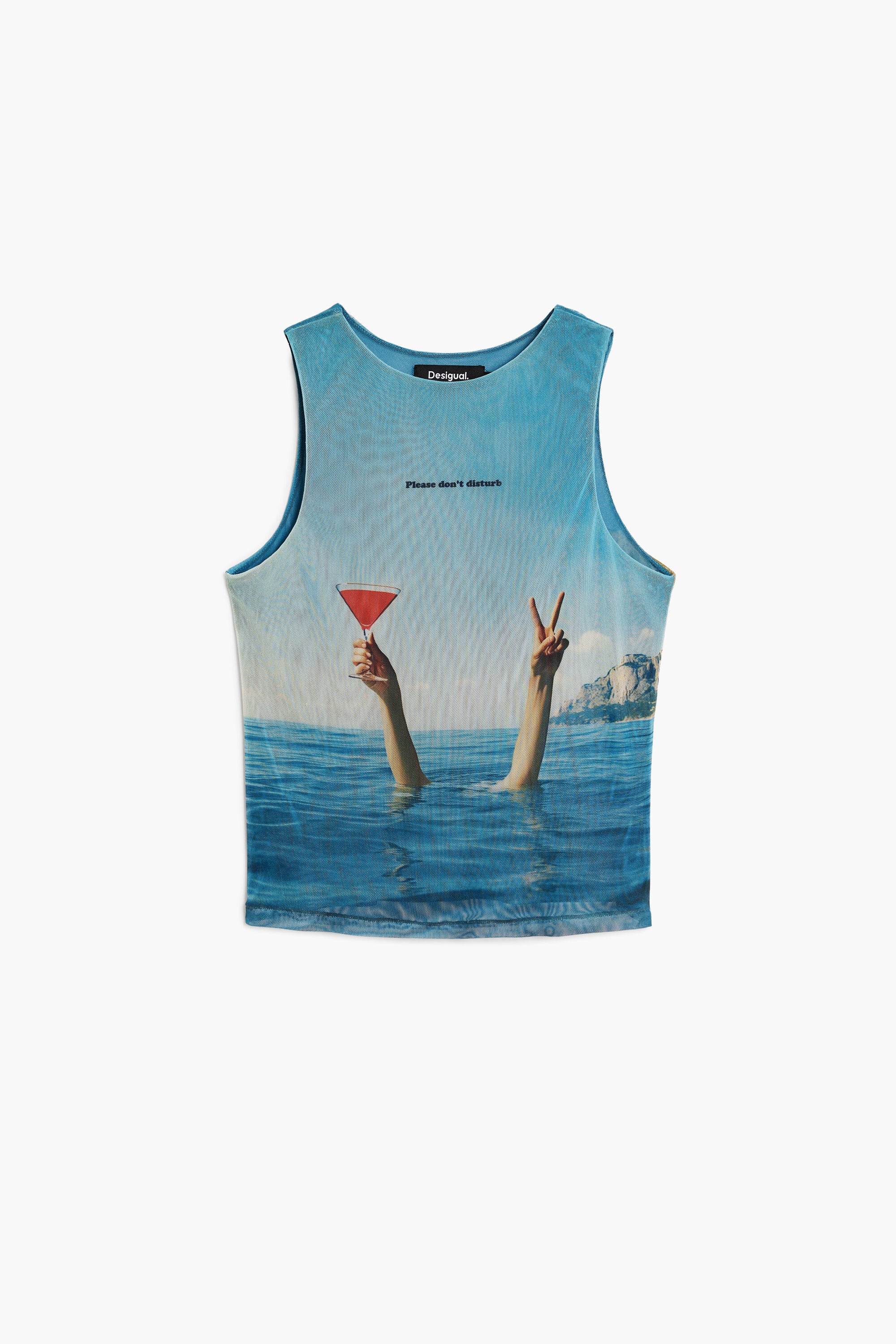 Desigual, Camiseta nadadora mar, Poliester, Blanco