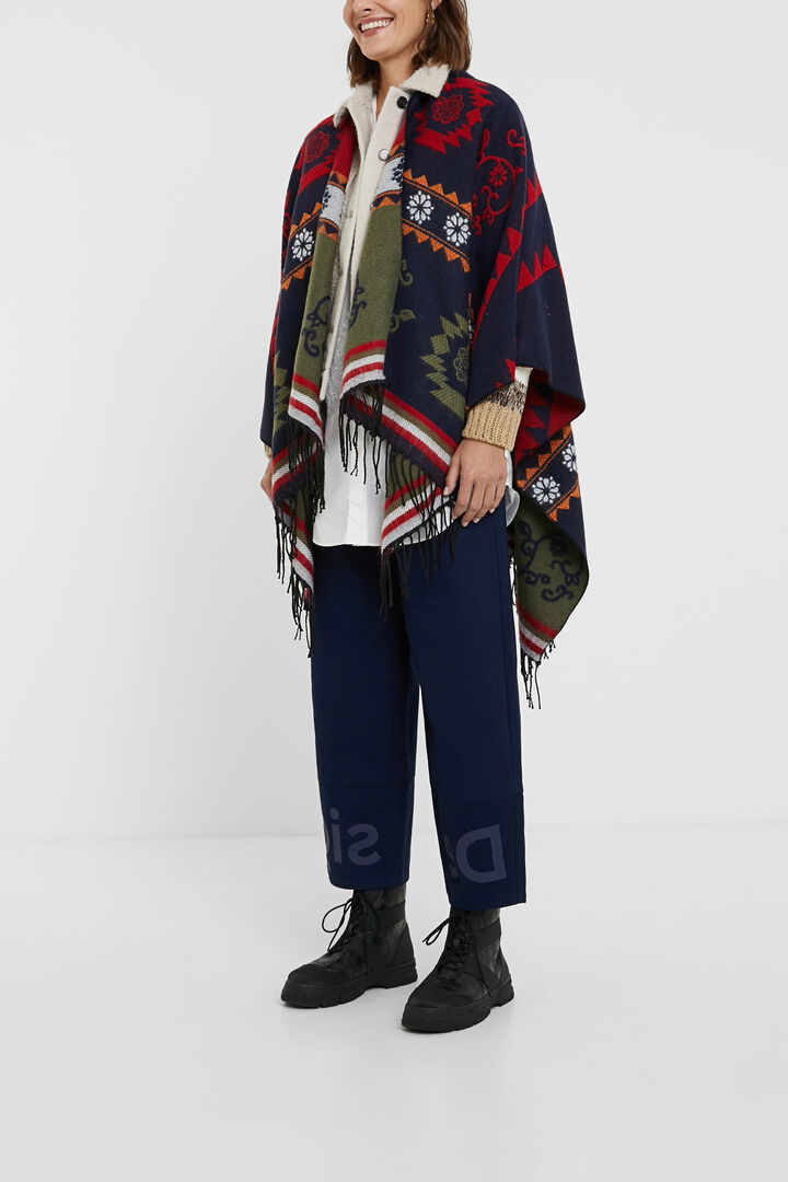 Poncho rettangolare fregi etnici | Desigual