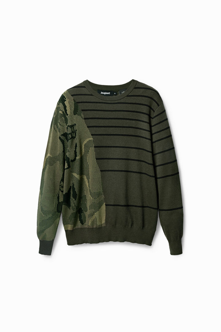 Maglione a righe camo jacquard