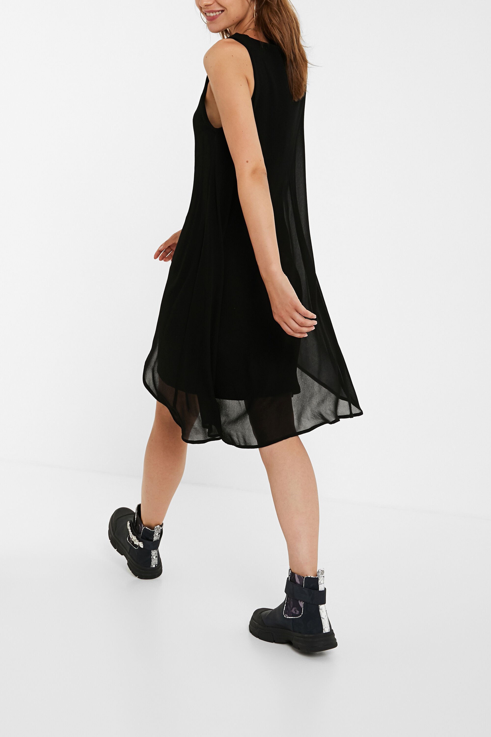 Sleeveless dress fringe Desigual