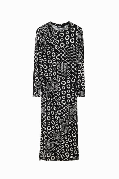 Slim patchwork midi dress