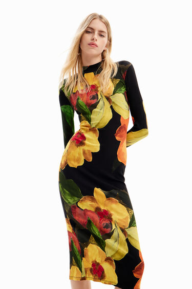 Vestit midi slim flors | Desigual