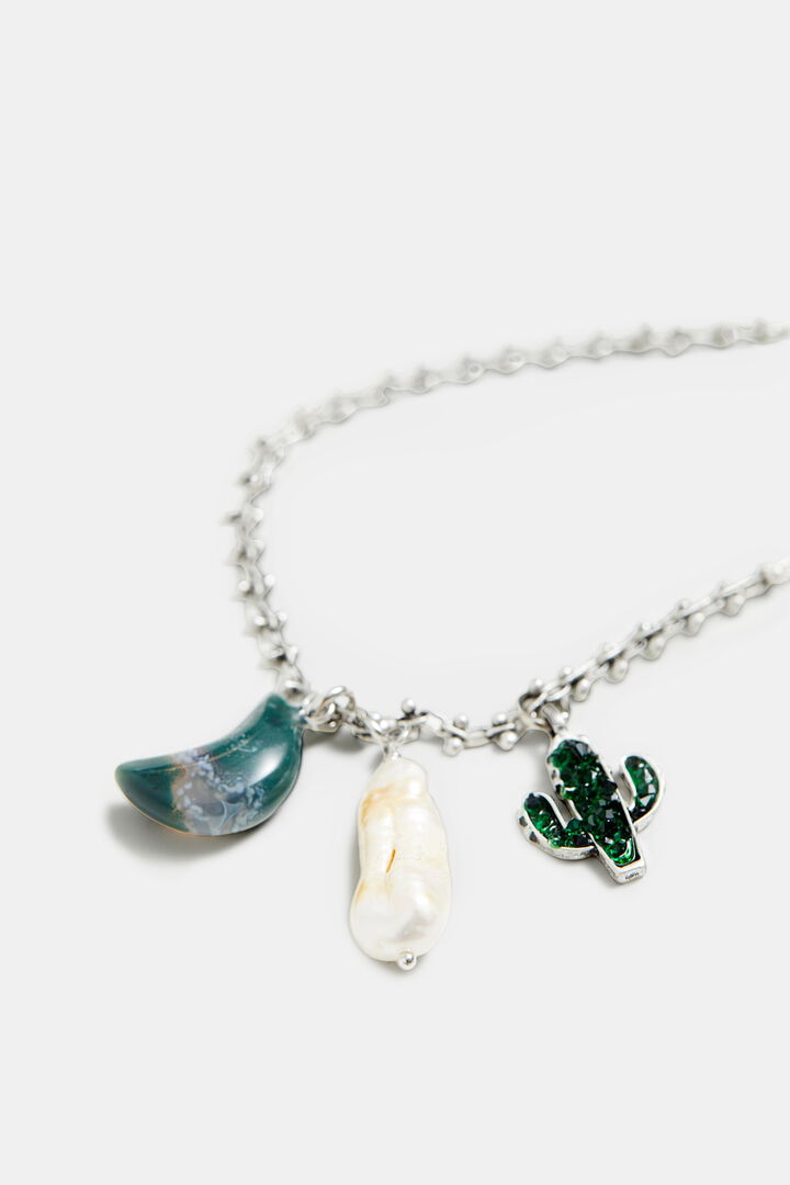 Long silver necklace charms | Desigual