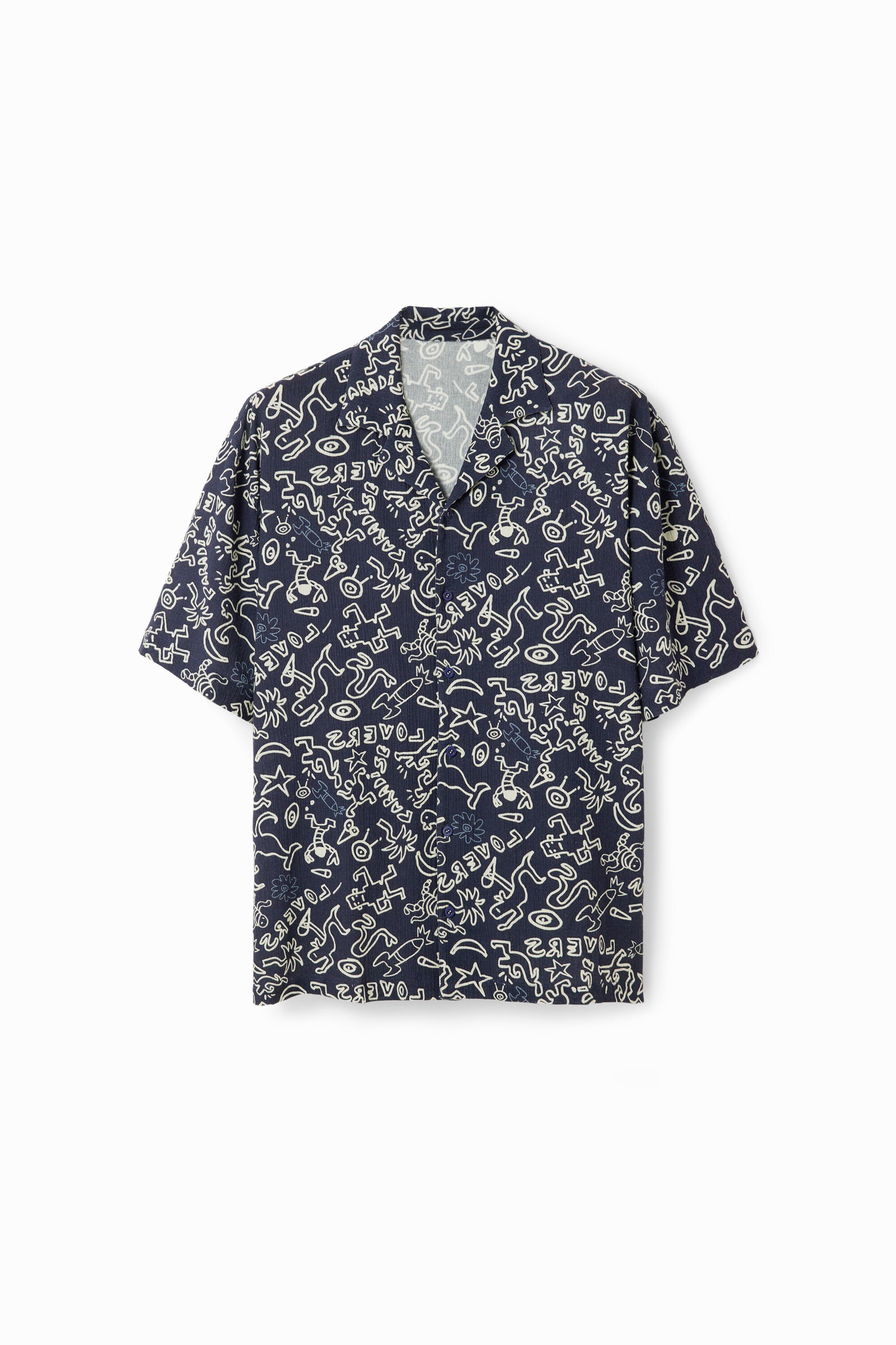 Resort shirt met illustraties