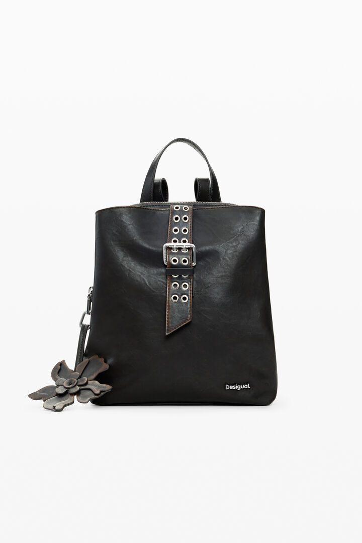 Small backpack with flower appliqués