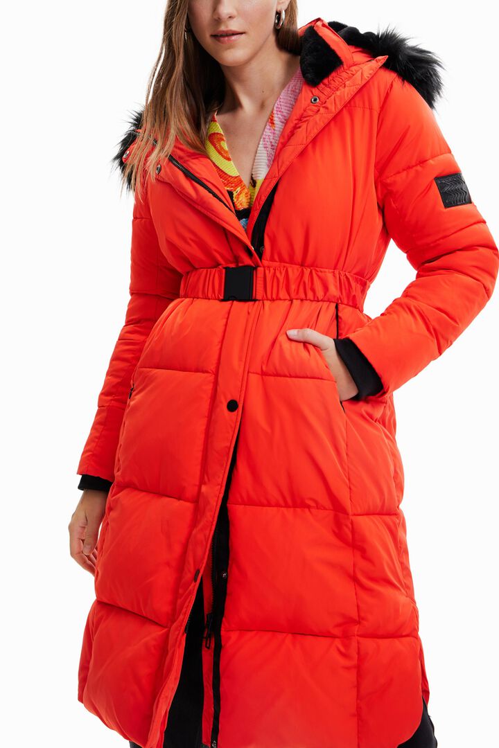 Long padded coat with belt | Desigual