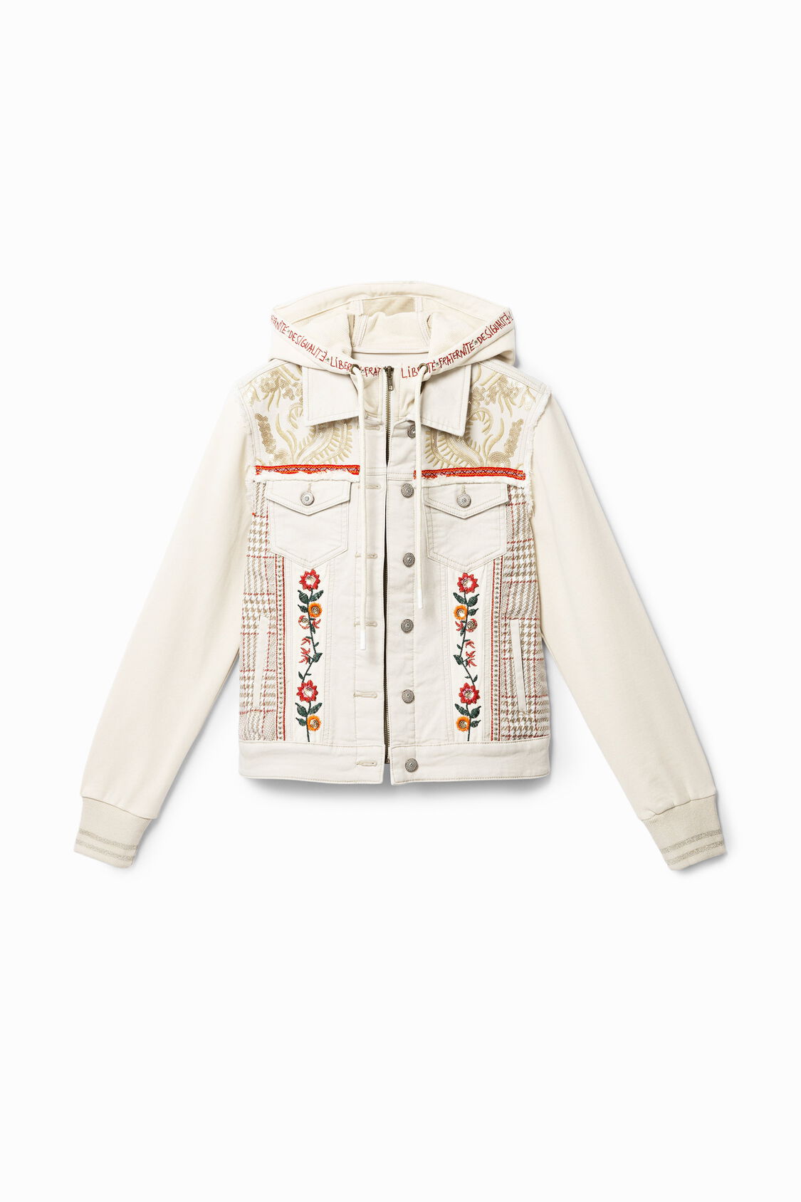 slim hooded denim jacket