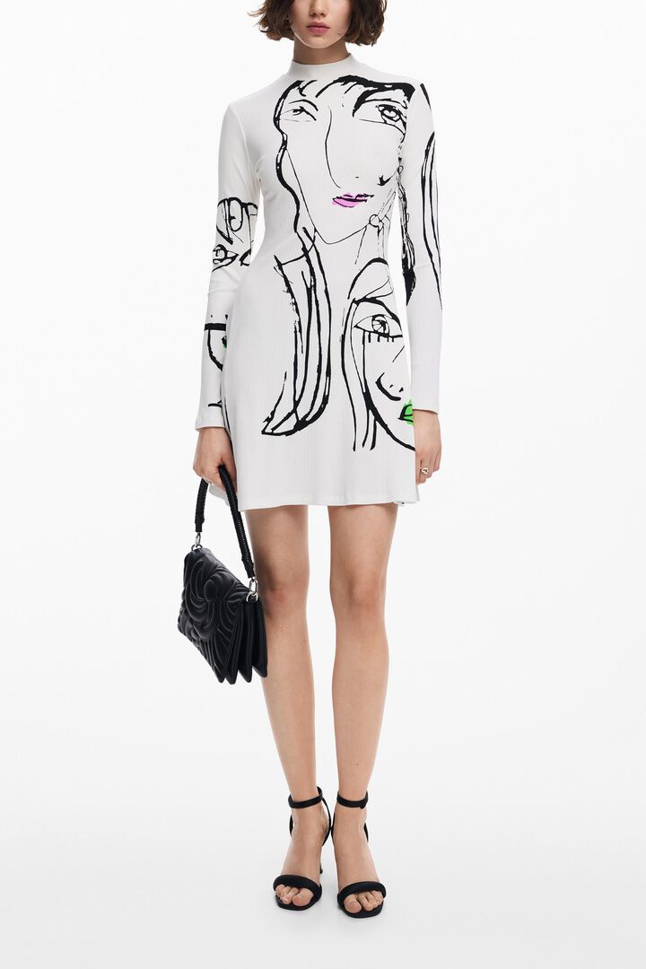 Vestido estampado caras | Desigual