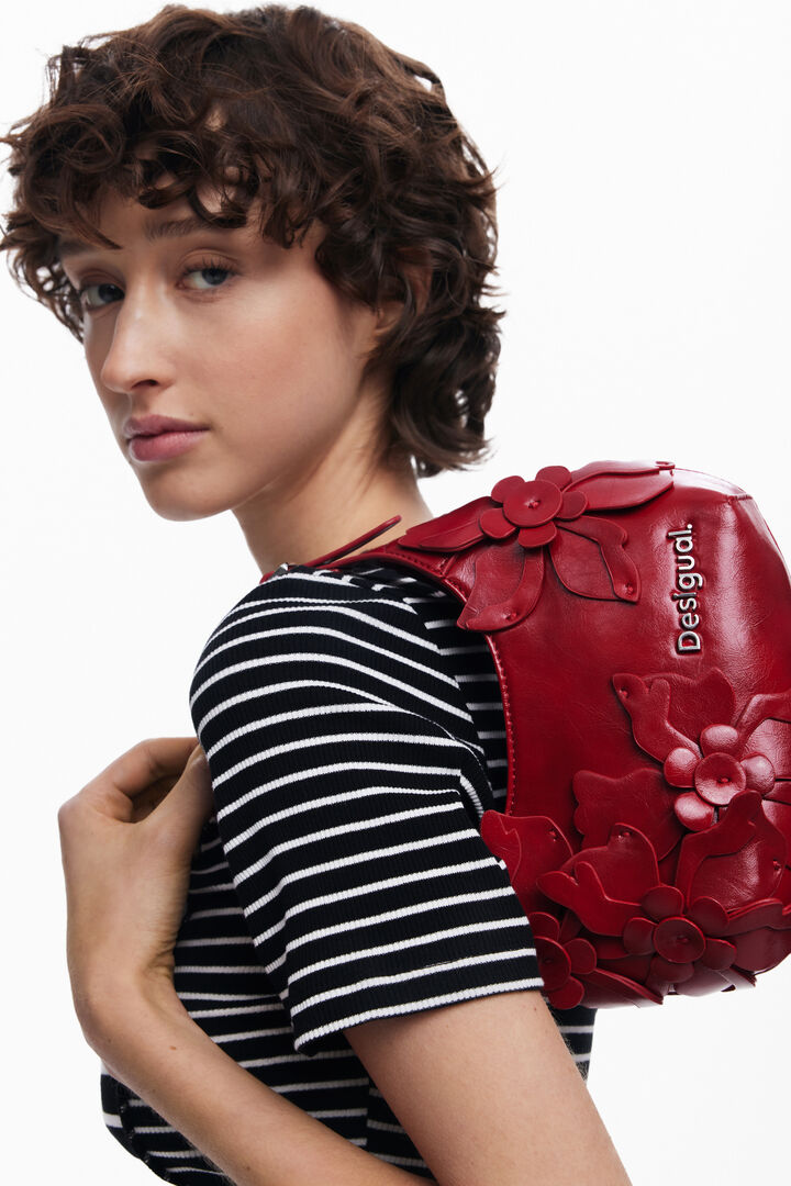 Small shiny floral appliqué bag | Desigual