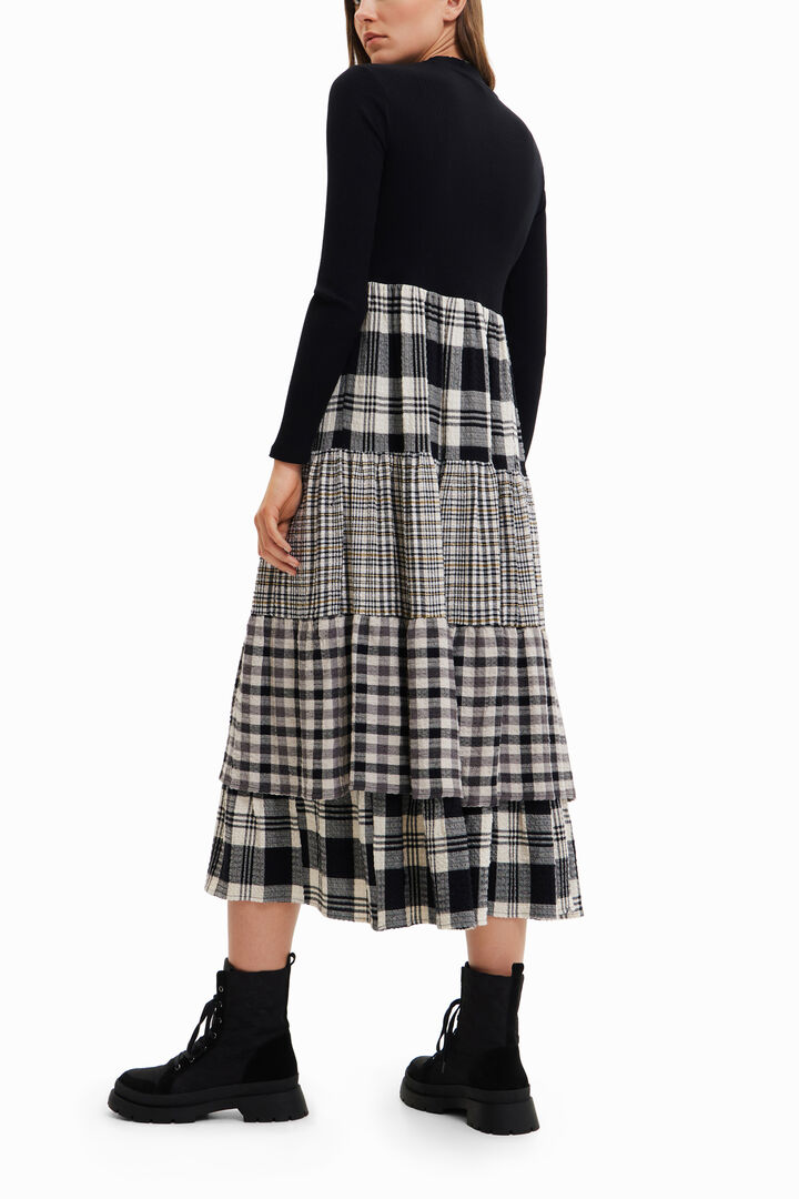 Midi dress with plaid skirt | Desigual