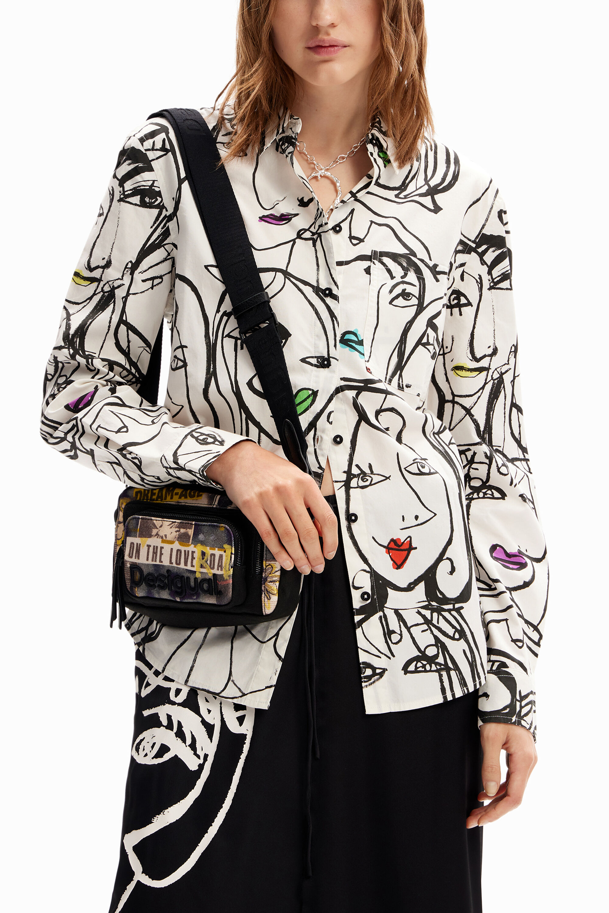 Small canvas newspaper crossbody bag
