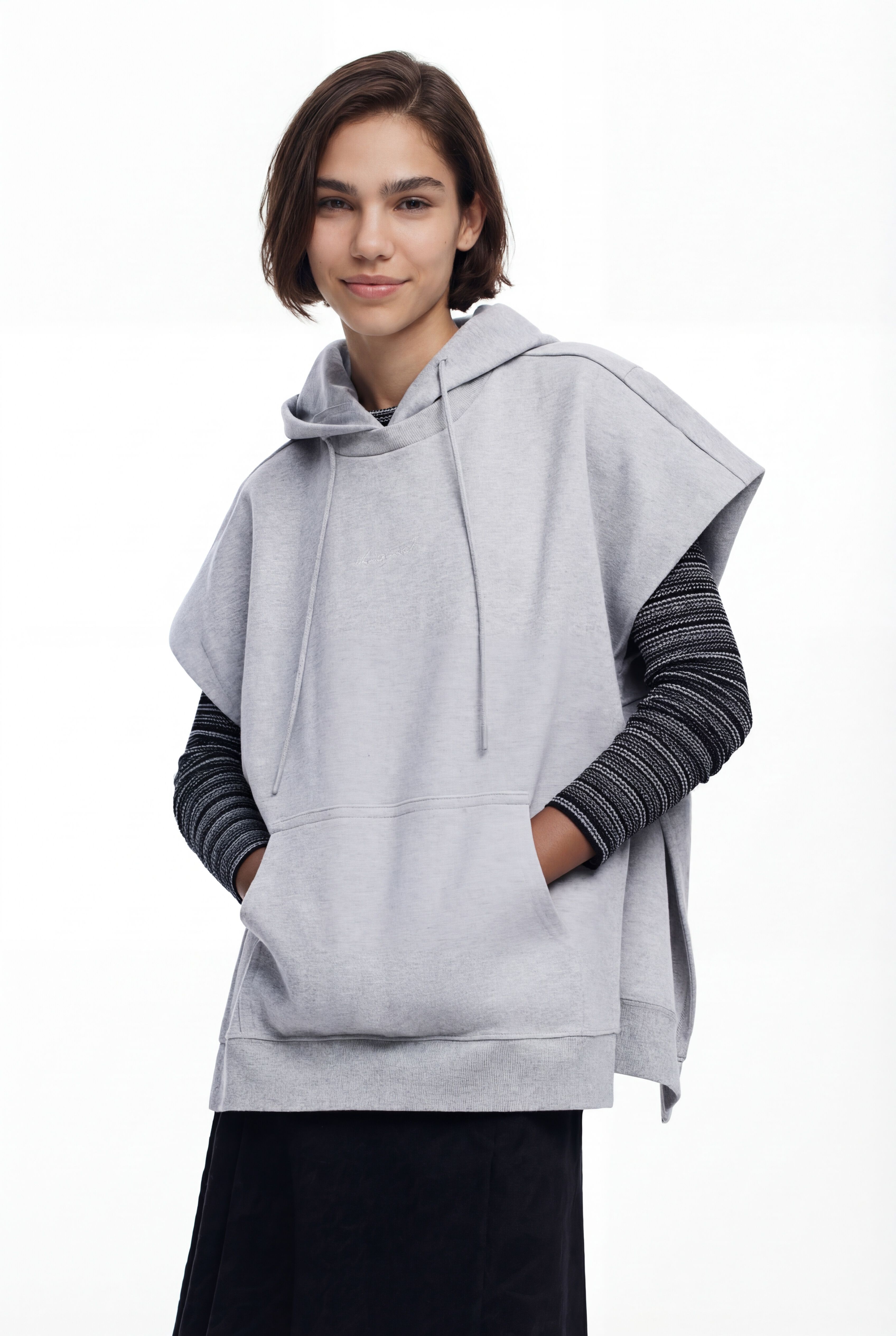 Desigual, Einfarbiger Poncho-Sweatshirt, Damen, Schwarz, M