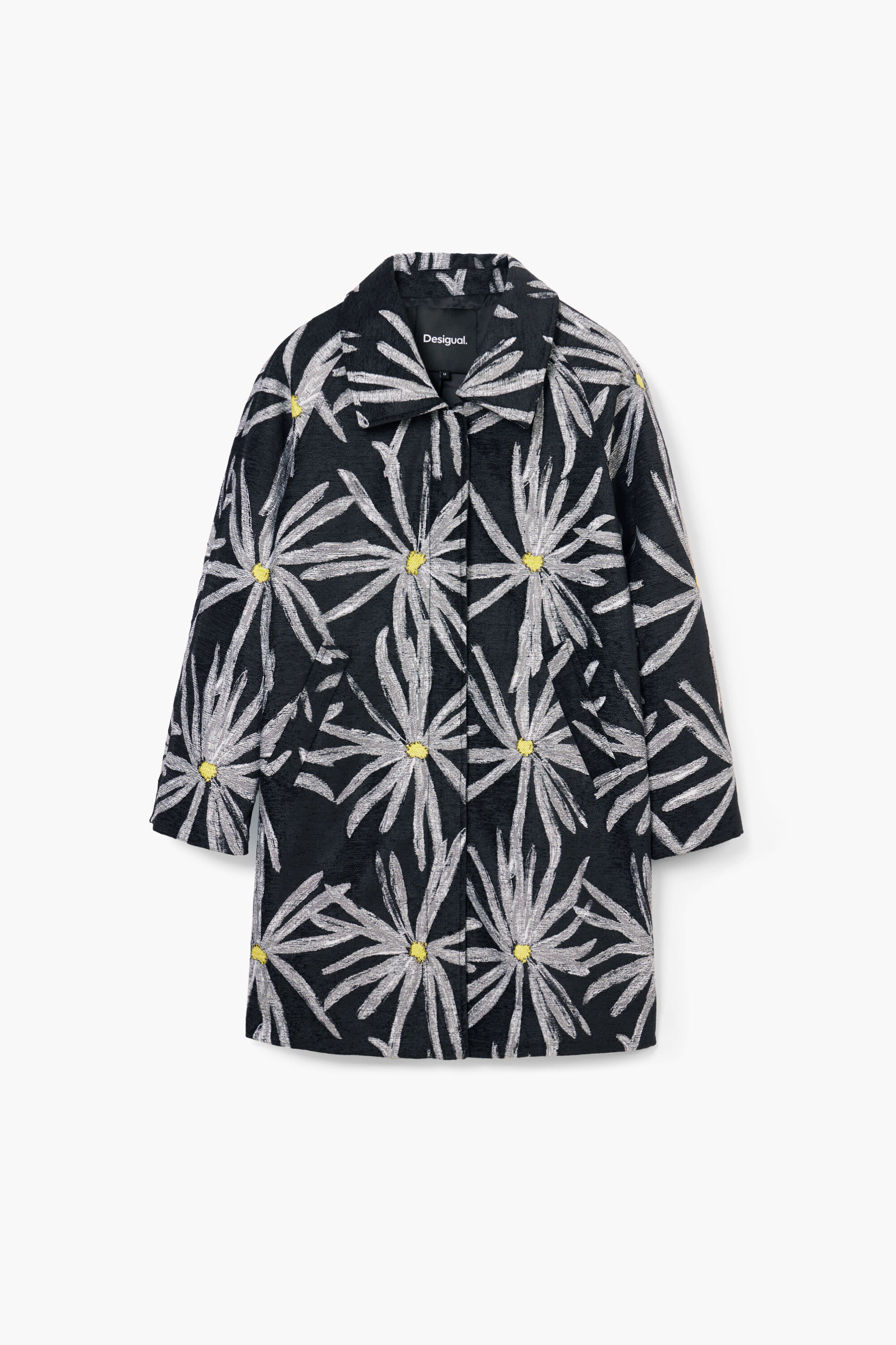 Desigual, Mantel mit Gänseblümchenmuster, Polyester, Schwarz, XS