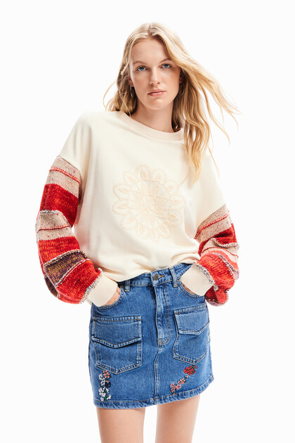 Combination embroidered sweatshirt
