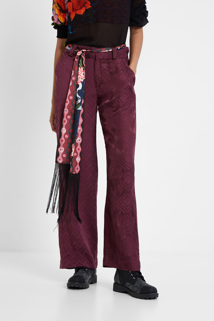 Pantalon jacquard ceinture foulard | Desigual