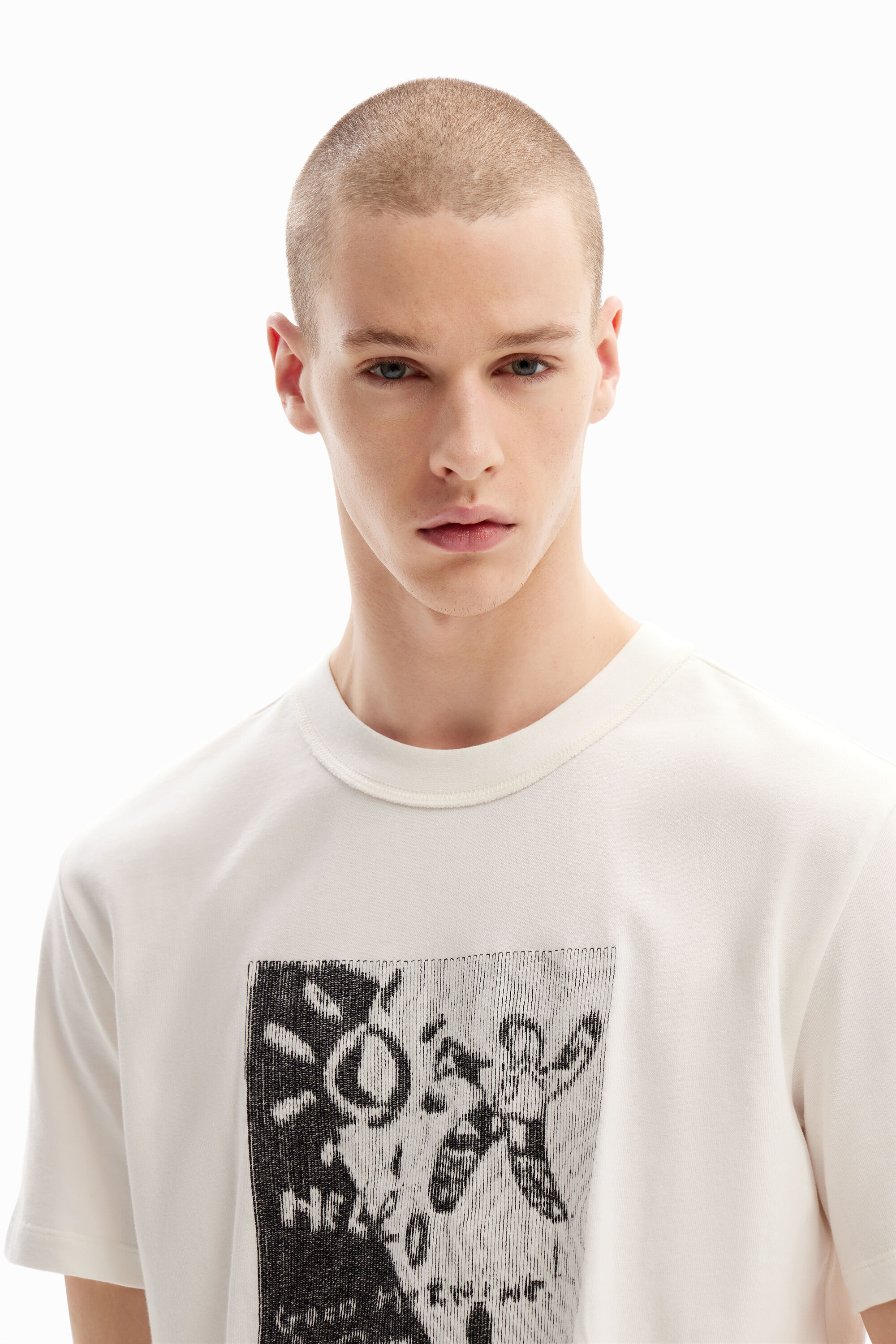 Shop Desigual Arty Embroidered T-shirt In White