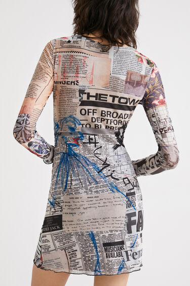 Tulle newspaper dress | Desigual