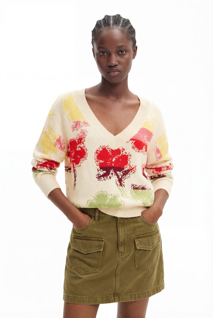 Oversize floral pullover | Desigual
