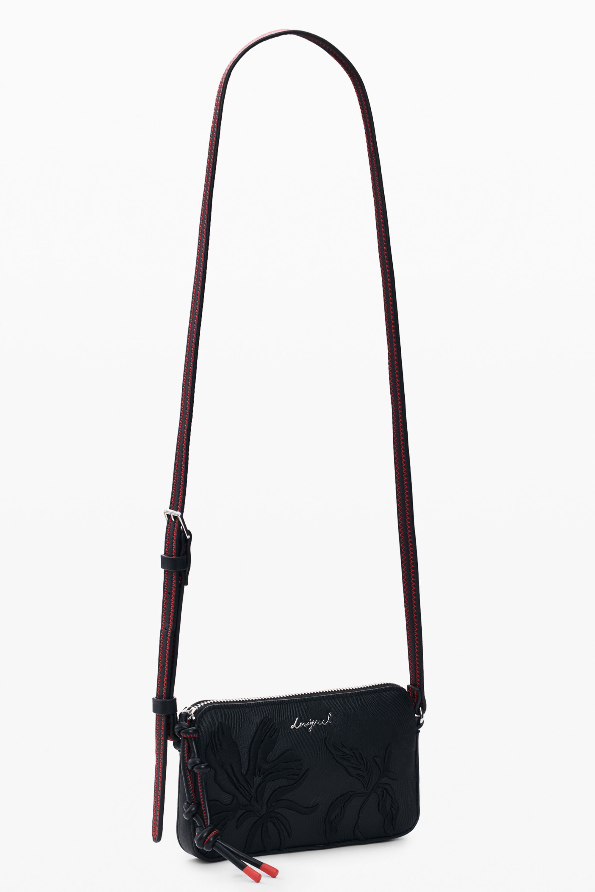Small textured crossbody bag black women's accessories I Desigual.com