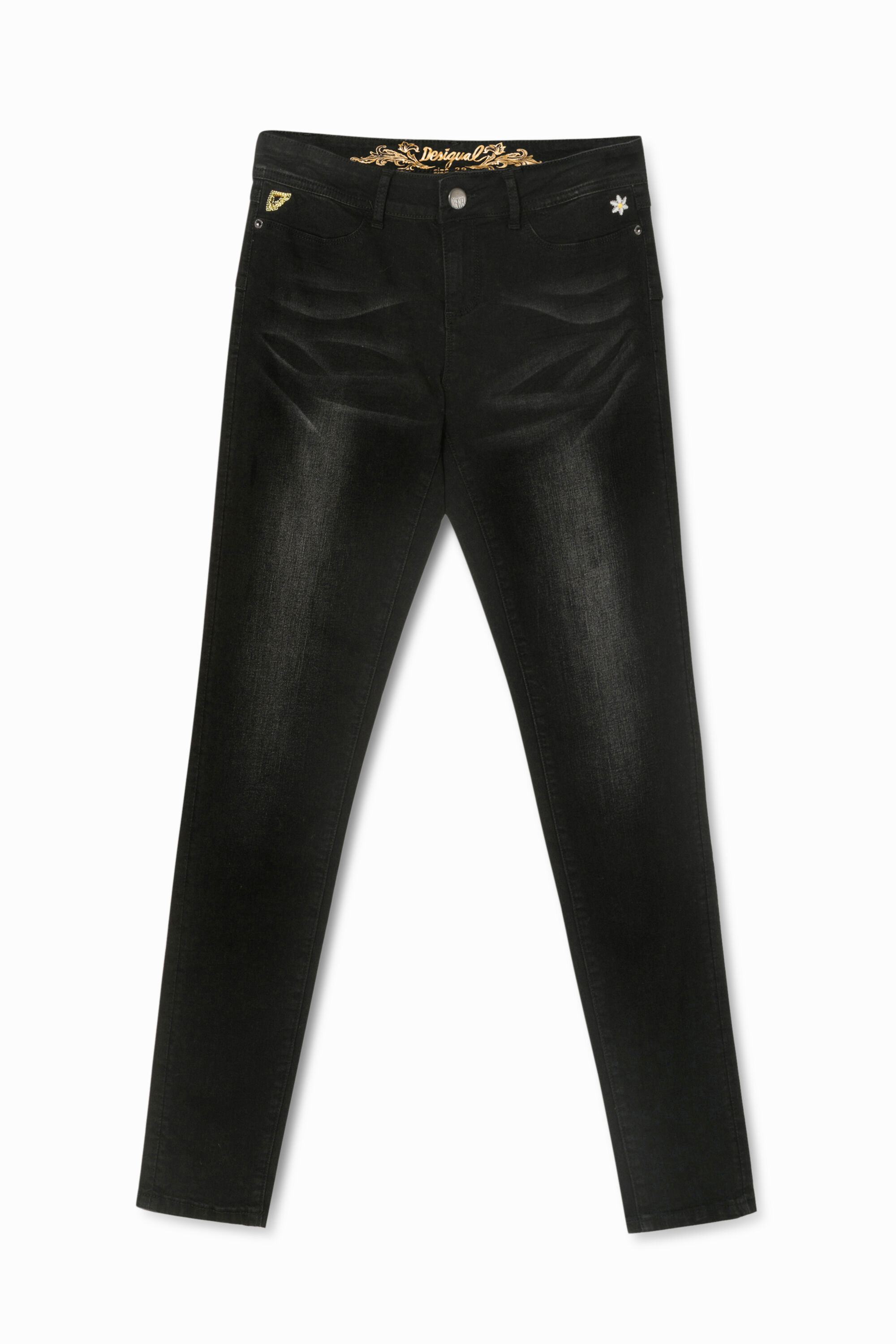 Jeans Femme DALOOD Délavé Embellished - Taille 24-25 (Small) - Neuf Avec étiquettes
