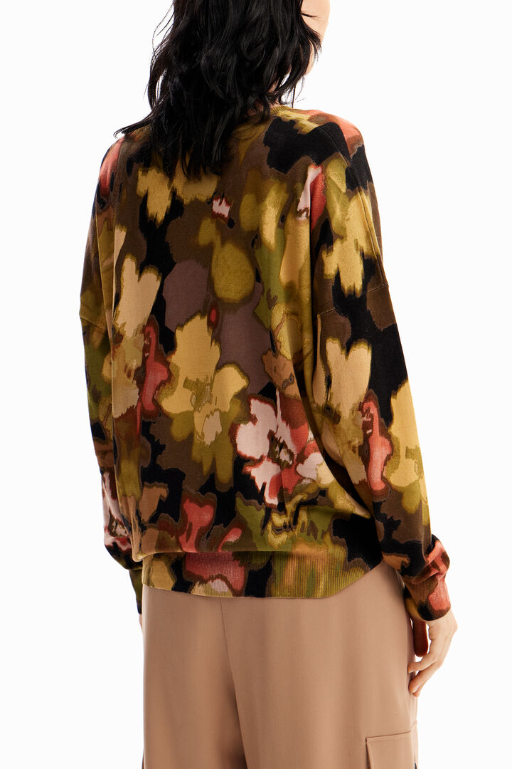 Oversize V-neck camouflage pullover | Desigual