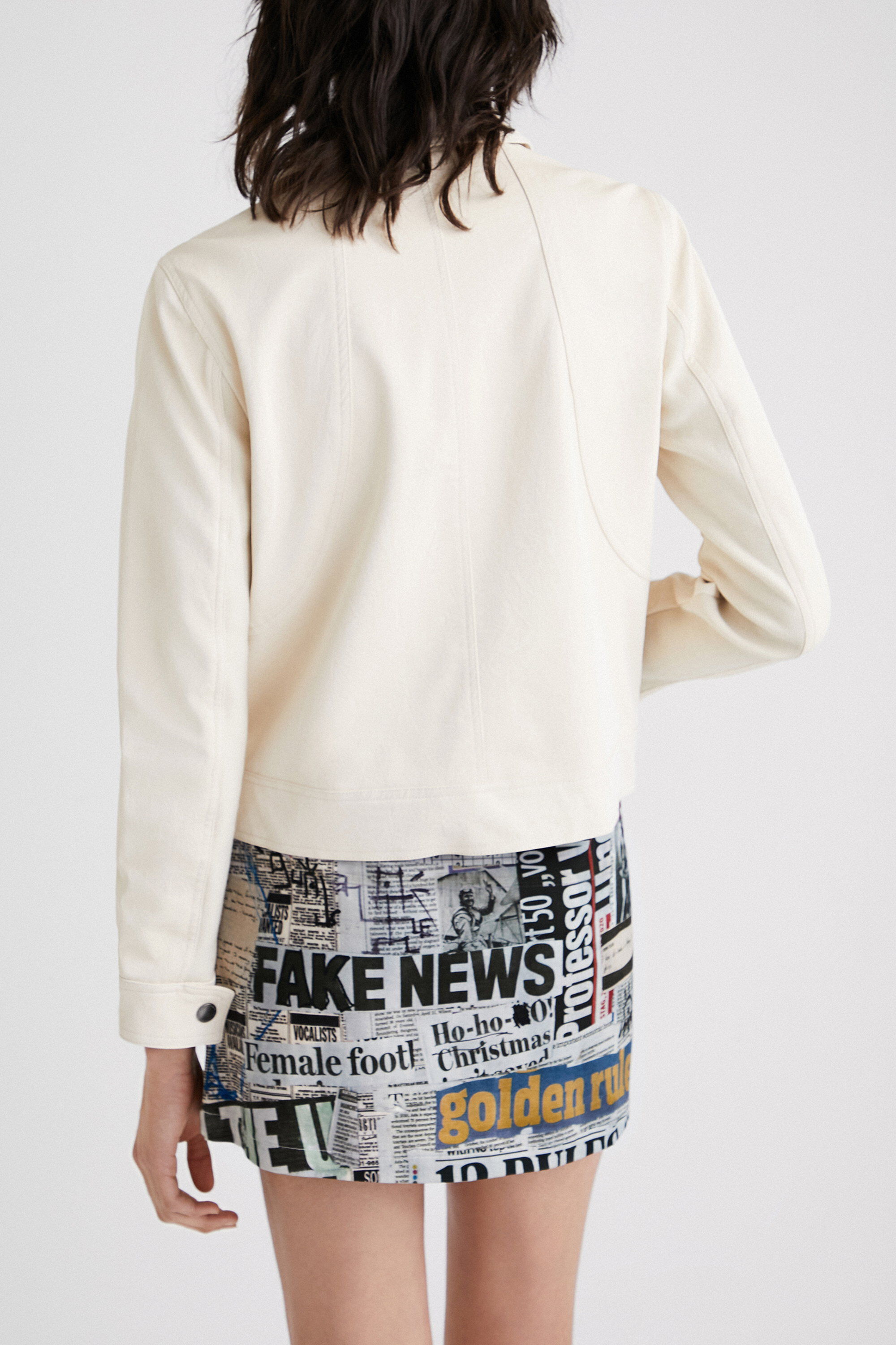 Desigual Multi-pocket Pu Jacket In White