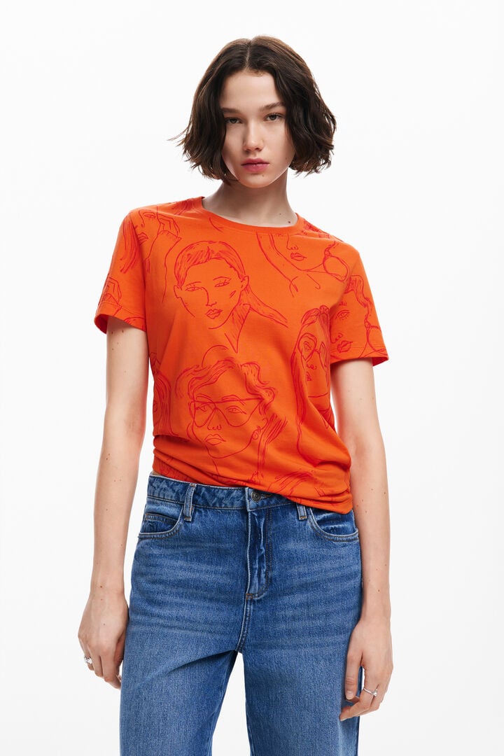 Camiseta estampado caras | Desigual