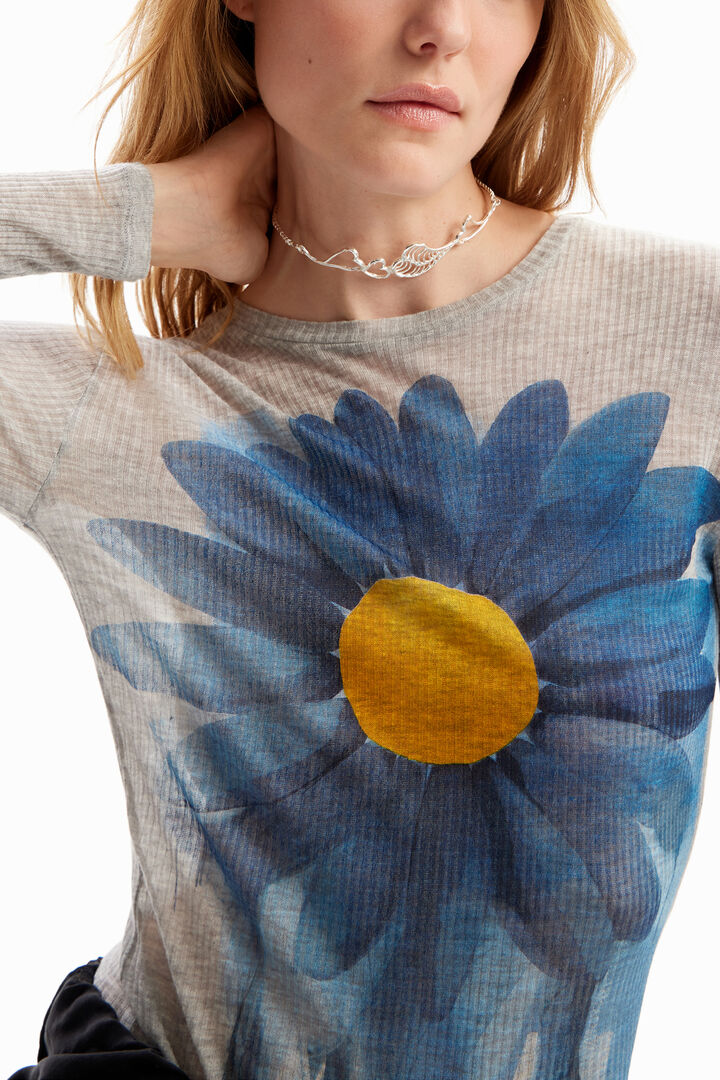 T-shirt tissu côtelé marguerite | Desigual