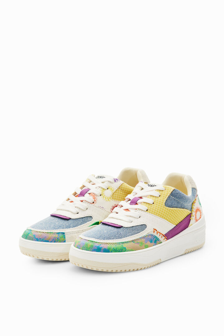 Retro multicolour patchwork sneakers